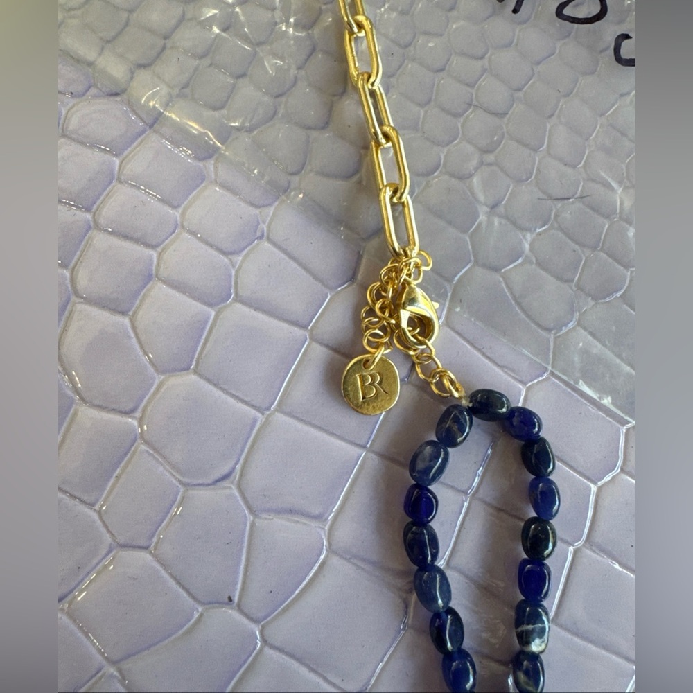Banana Republic Gold Chain with Deep Blue Beads - Picture 2 of 4